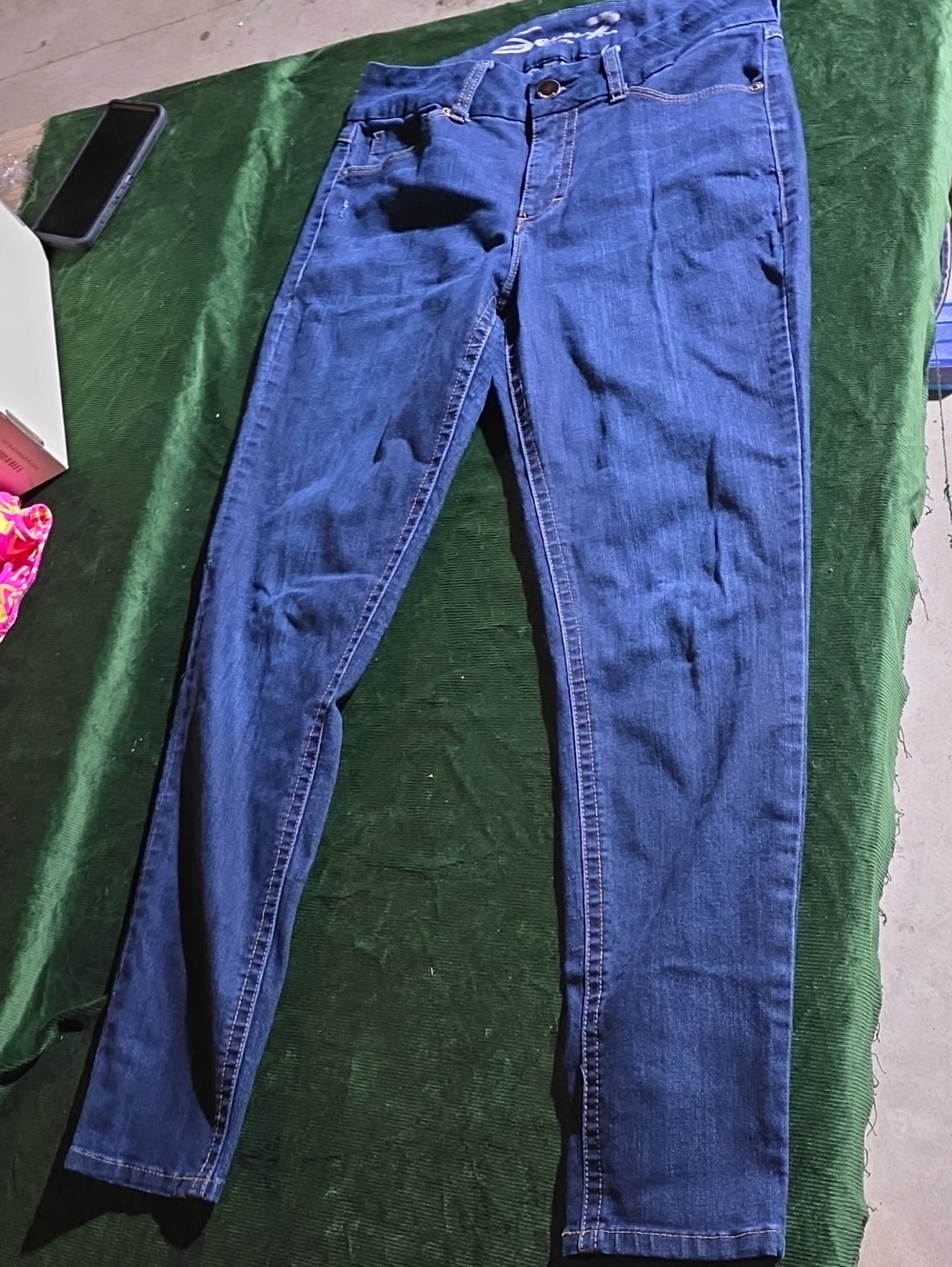 Seven7 Dark Blue Skinny Jeans with Contrast Stitching